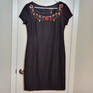 Virgo beaded floral black dress